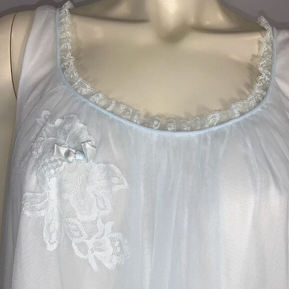 Vintage 1960s Pale Powder Blue Sheer Babydoll Nightgown | Small | by Vanity Fair - Picture 6 of 16